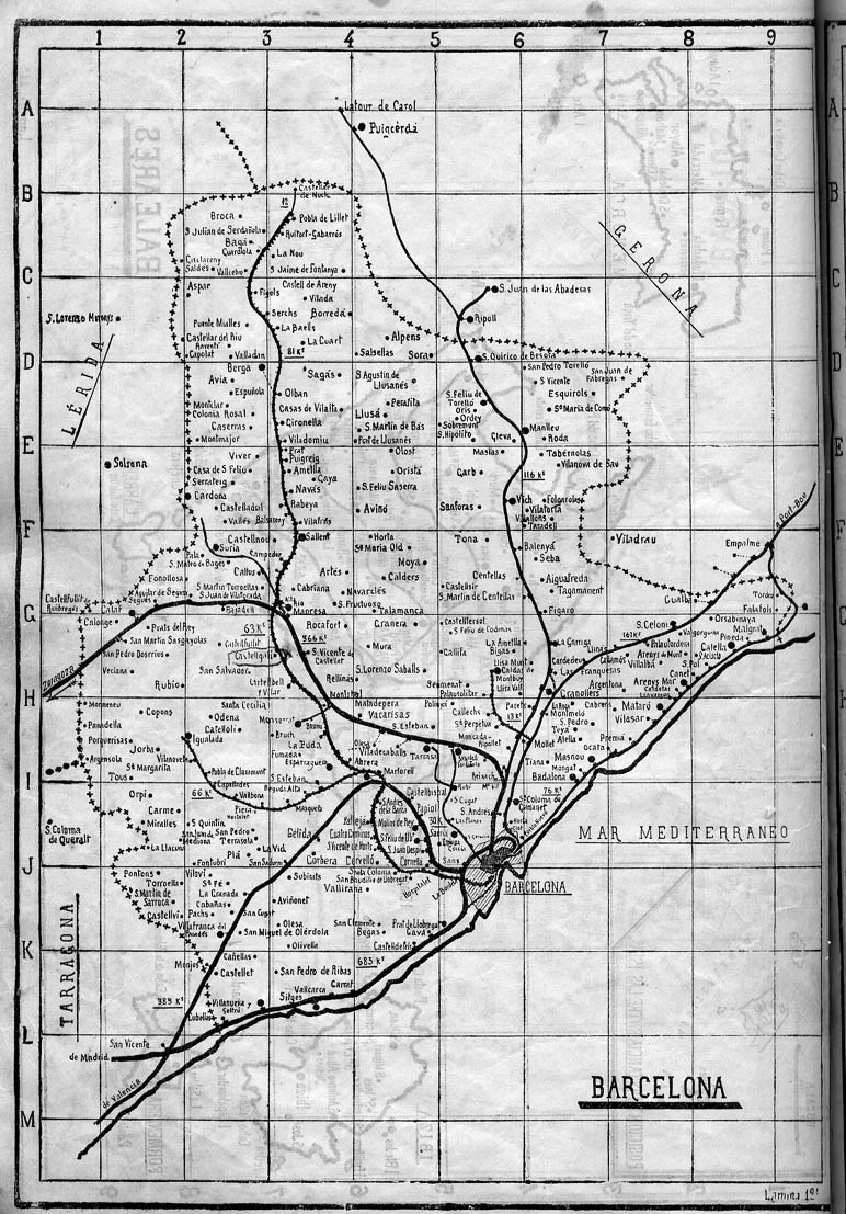 Plànol ferroviari de la província de BCN l'any 1930