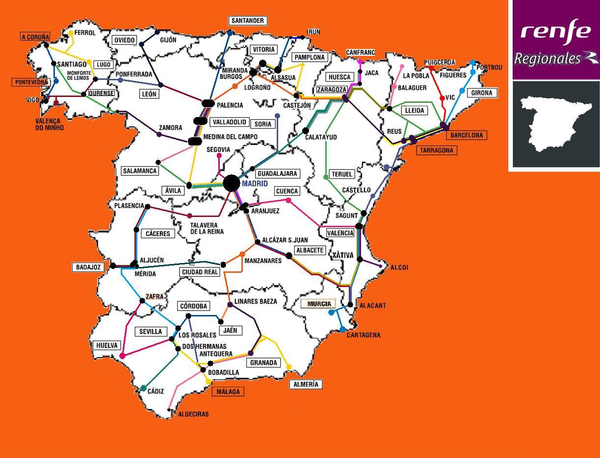 Mapa Ophani de regionales de España