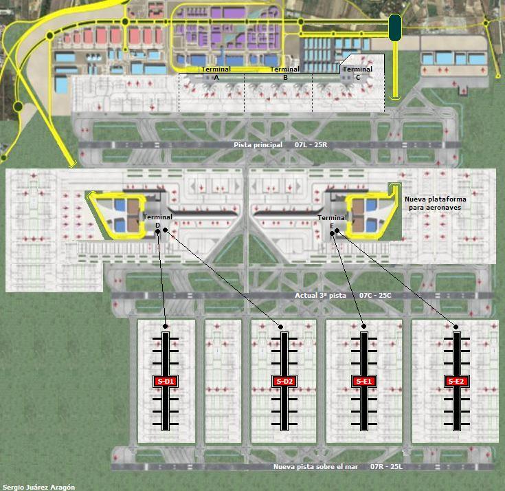 Ampliación aeropuerto con edificios satélite