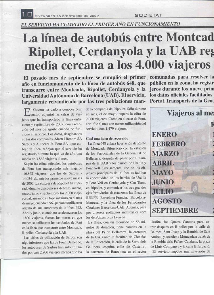 Noticia línea Montcada-UAB (A Fons Vallès, 26-10-07 1ª parte)