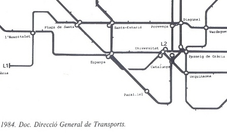 detall de la zona comentada. Pla de Metros de 1984