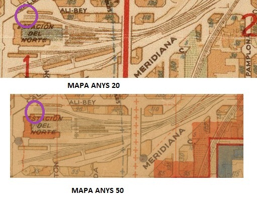 Mapa Estació del Nord Anys 20 i anys 50