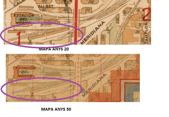 Estació del Nord mapes anys 20 i 50