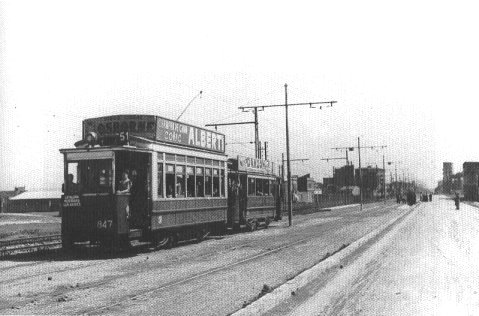 Tranvía de la linea, 51 en Av. Meridiana en 1947