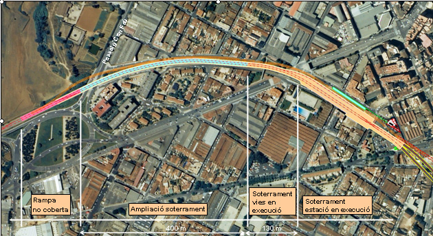 Tramo a soterrar, en el centro del fotoplano