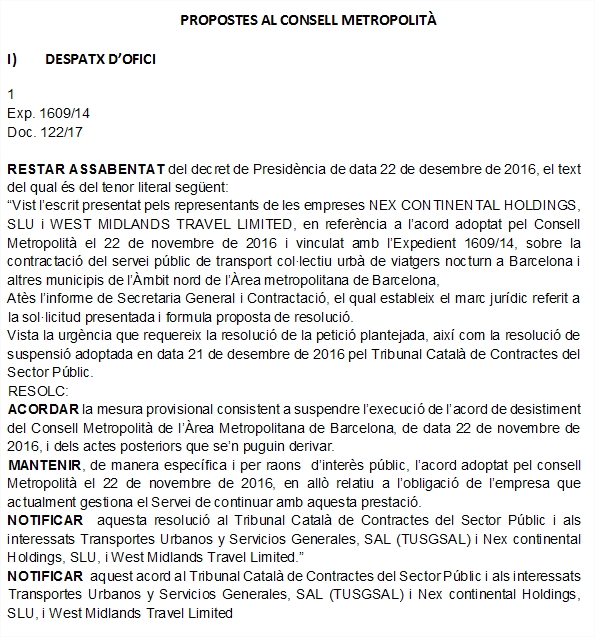 Acta Consell Metropolità 31 gener