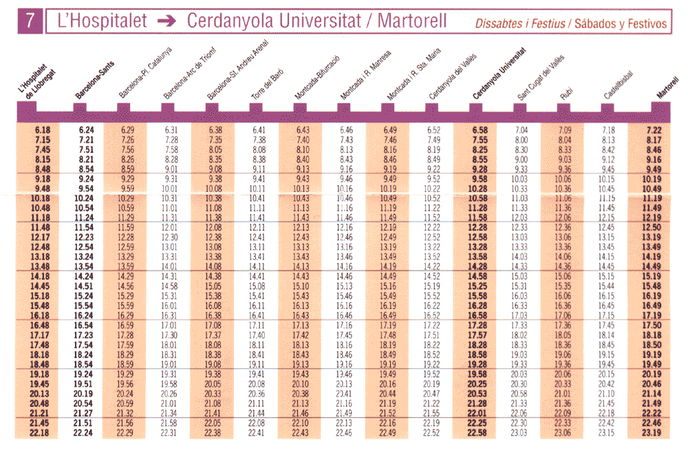 L'Hospitalet-&gt;Cerdanyola/Martorell (festius)